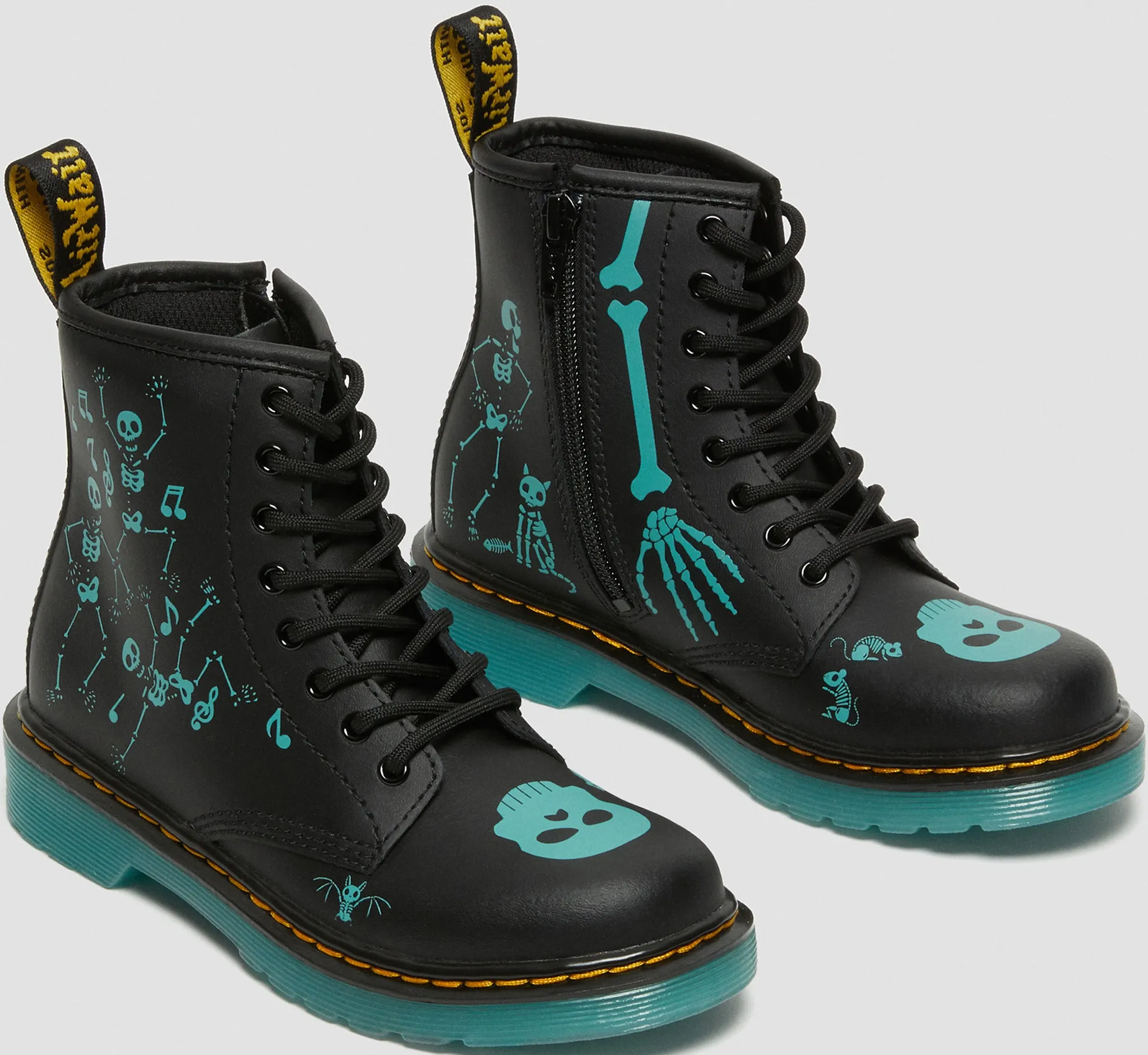 1460 Glow-In-The-Dark Skeleton Print Boots - Little Kids|-|Bottes à imprimé squelette Glow-In-The-Dark 1460 - Petit Enfant