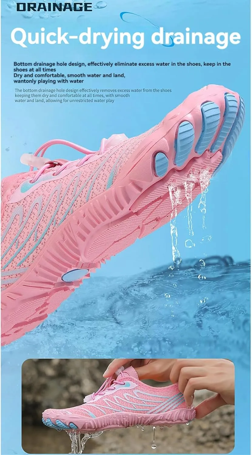 2025 Water Shoes Mens Womens Wide Toe Barefoot Shoes Breathable & Non-Slip Athletic Footwear Beach Swim Quick-Dry Aqua Socks Pool Shoes for Hiking Diving Walking