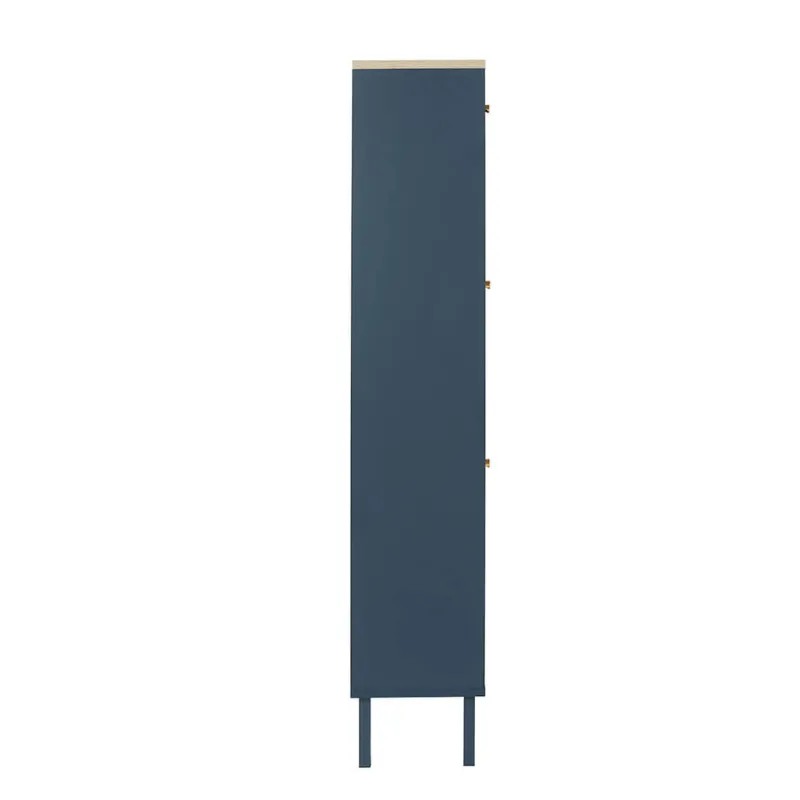 23" Blue Rattan Shoe Rack with 3 Flip Doors