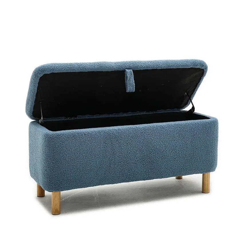 39 Inch Modern Blue Entryway Bench with Storage