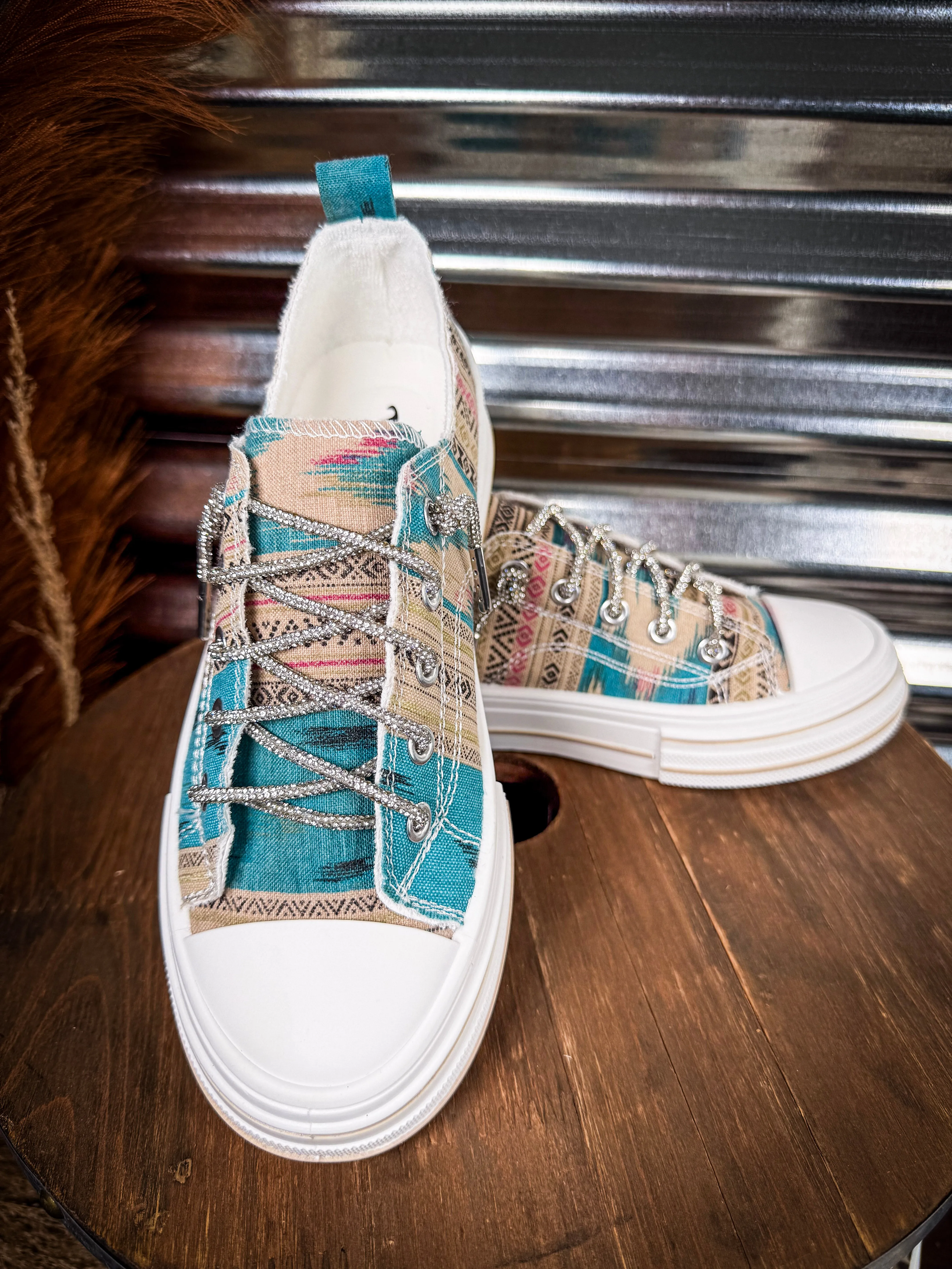 Aman Print Sneaker in Turquoise by Very G
