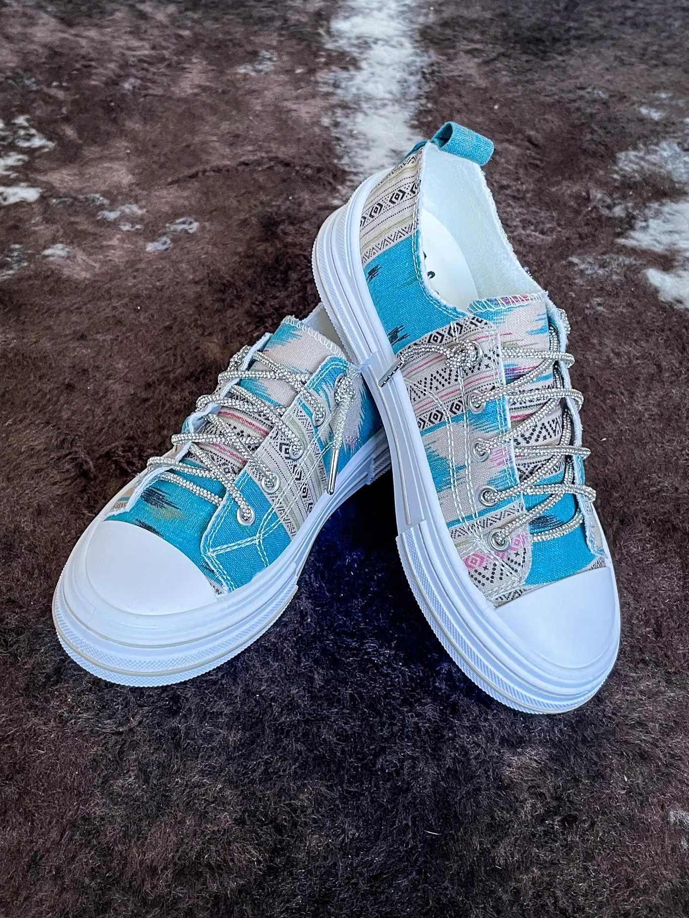 Aman Print Sneaker in Turquoise by Very G