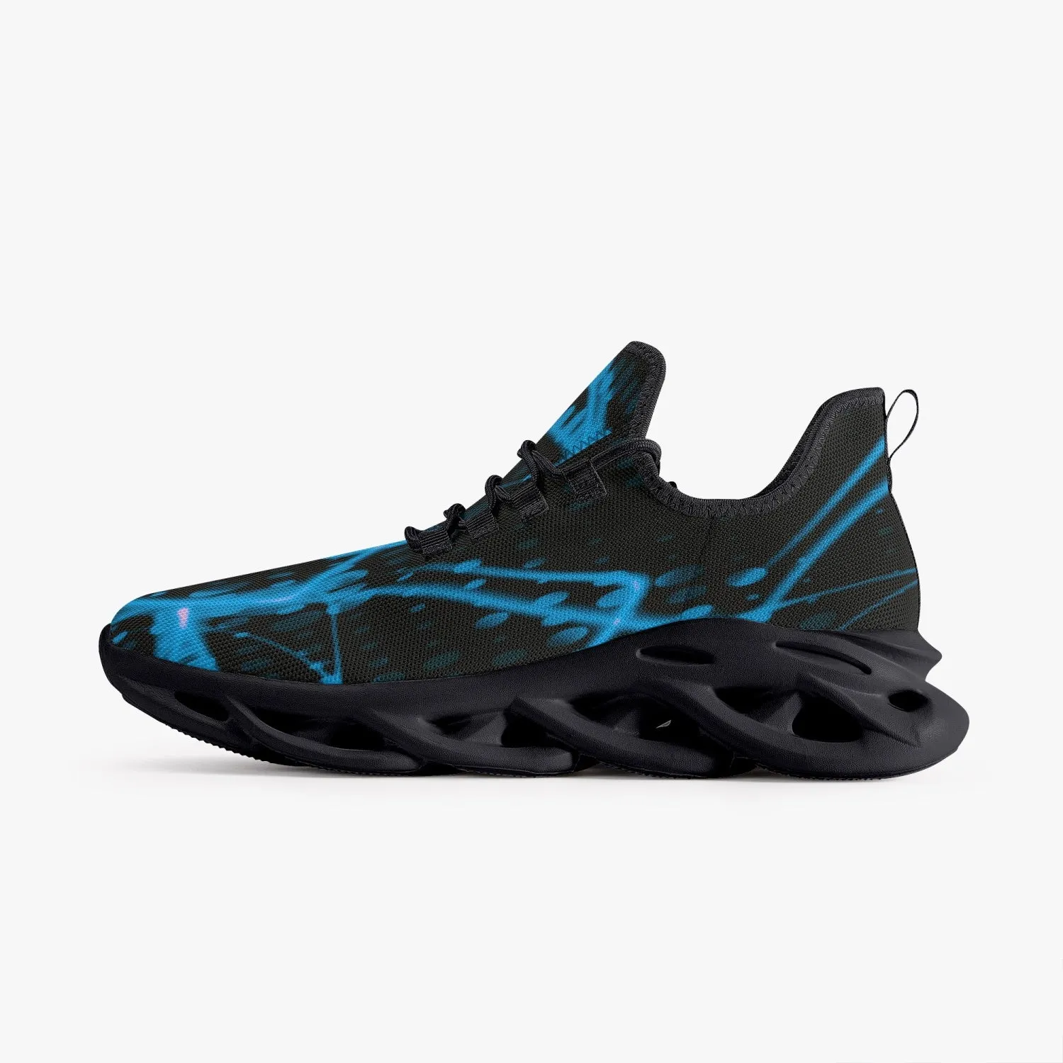 Baby Blue Laser Mesh Knit Bounce Sneakers - Black
