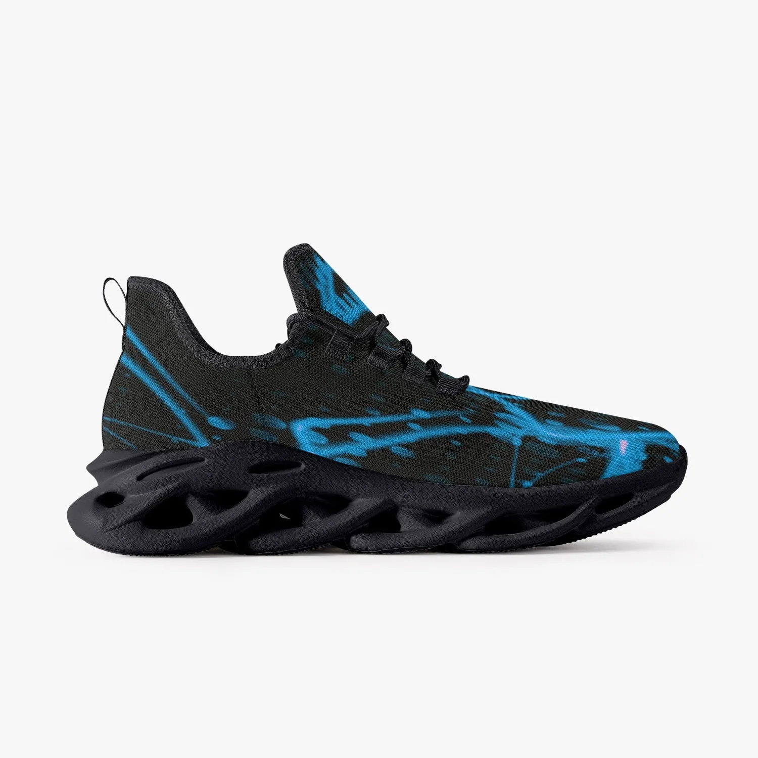 Baby Blue Laser Mesh Knit Bounce Sneakers - Black