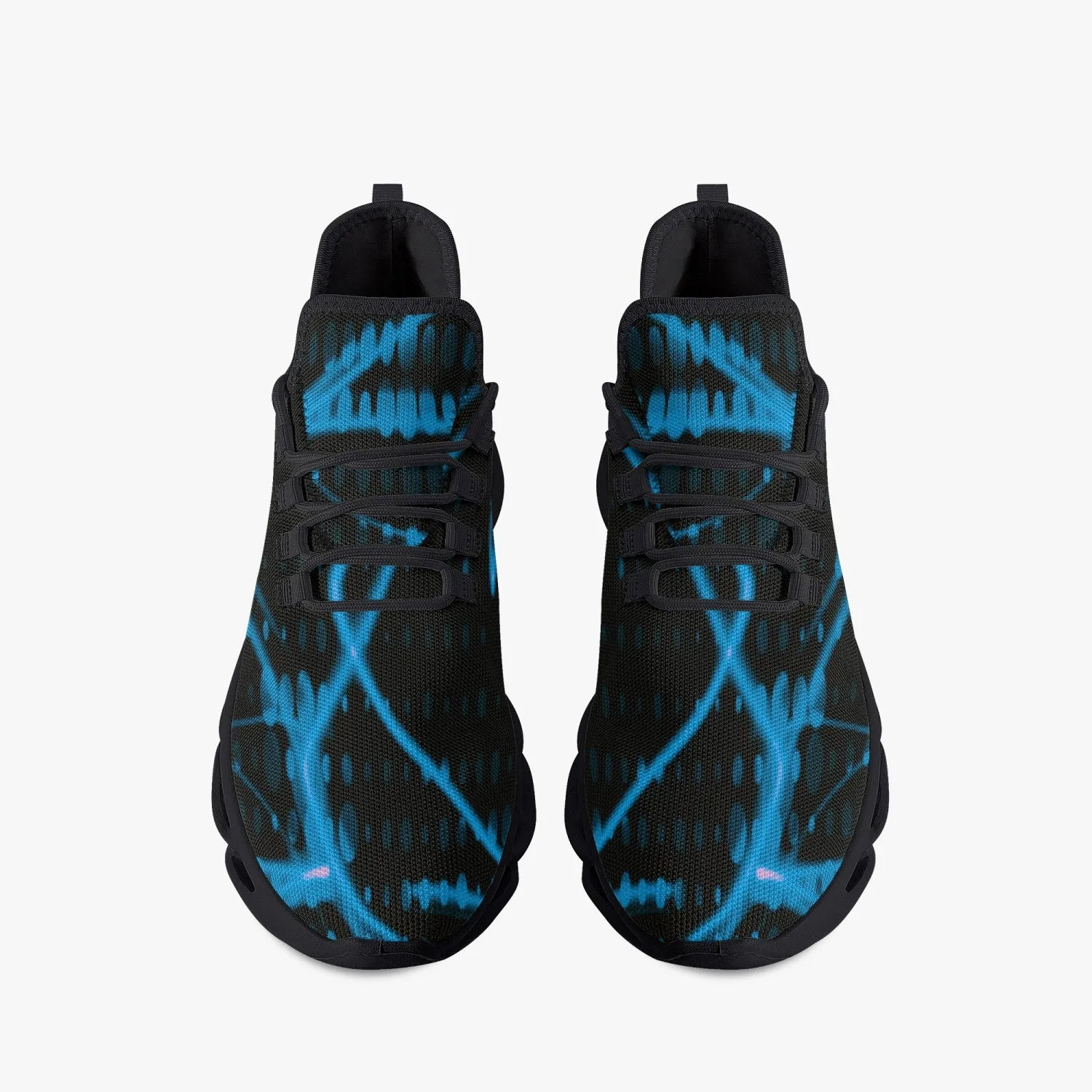 Baby Blue Laser Mesh Knit Bounce Sneakers - Black