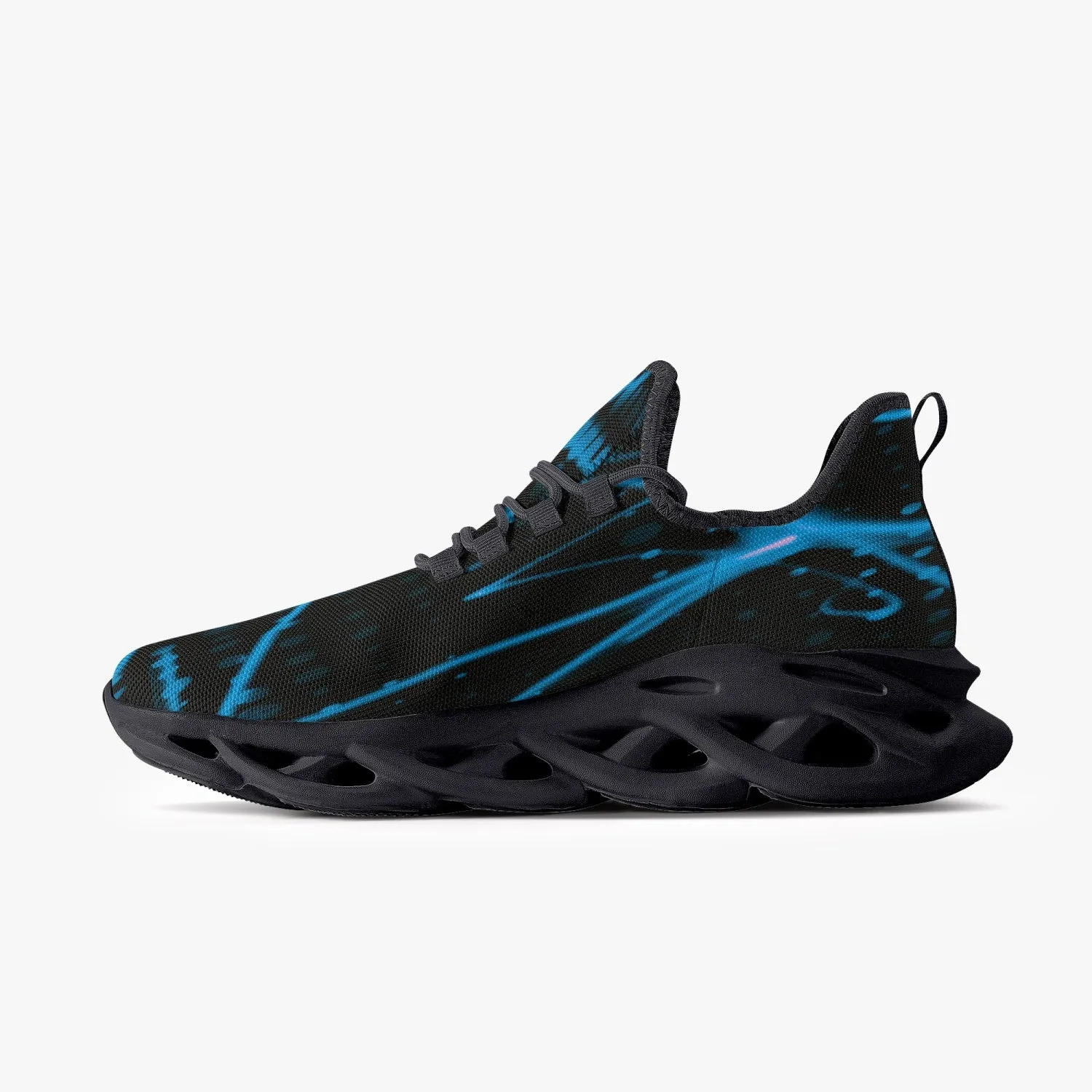 Baby Blue Laser Mesh Knit Bounce Sneakers - Black