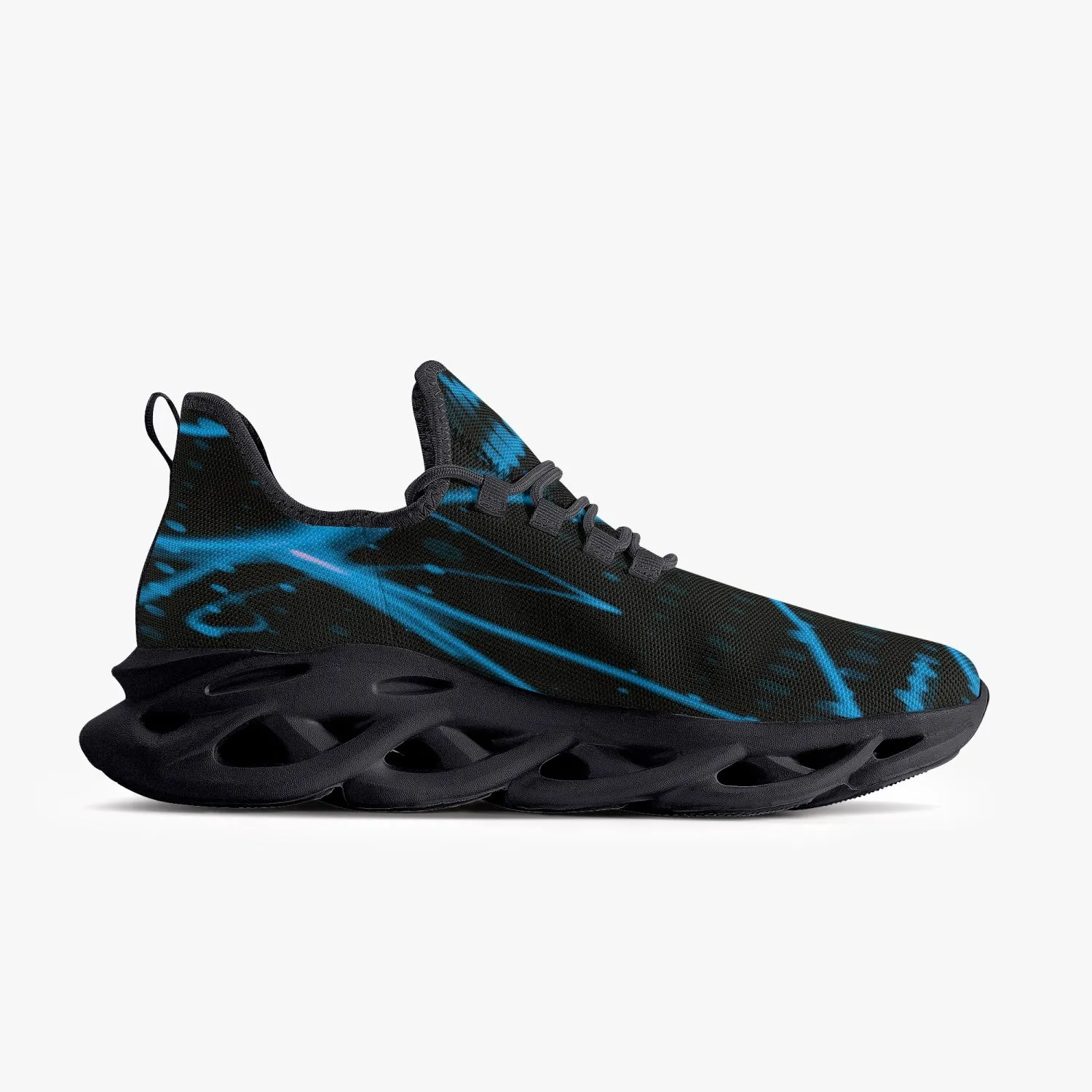 Baby Blue Laser Mesh Knit Bounce Sneakers - Black