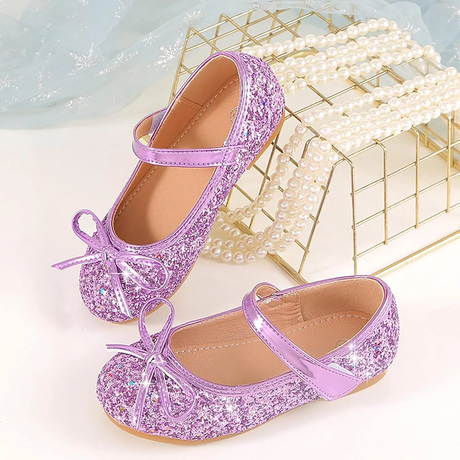 Baby Kids Princess Wedding Sandals Girls Bowknot Glitter Rhinestone Strap Flats Summer Casual Shinny Low Heels Shoes