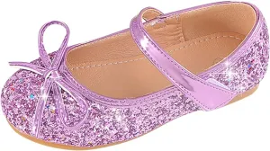 Baby Kids Princess Wedding Sandals Girls Bowknot Glitter Rhinestone Strap Flats Summer Casual Shinny Low Heels Shoes