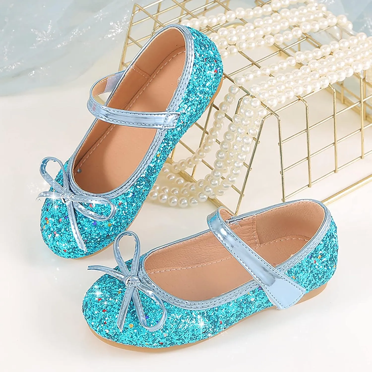Baby Princess Wedding Sandals Toddler Girls Bowknot Glitter Rhinestone Strap Flats Summer Casual Shinny Low Heels Shoes