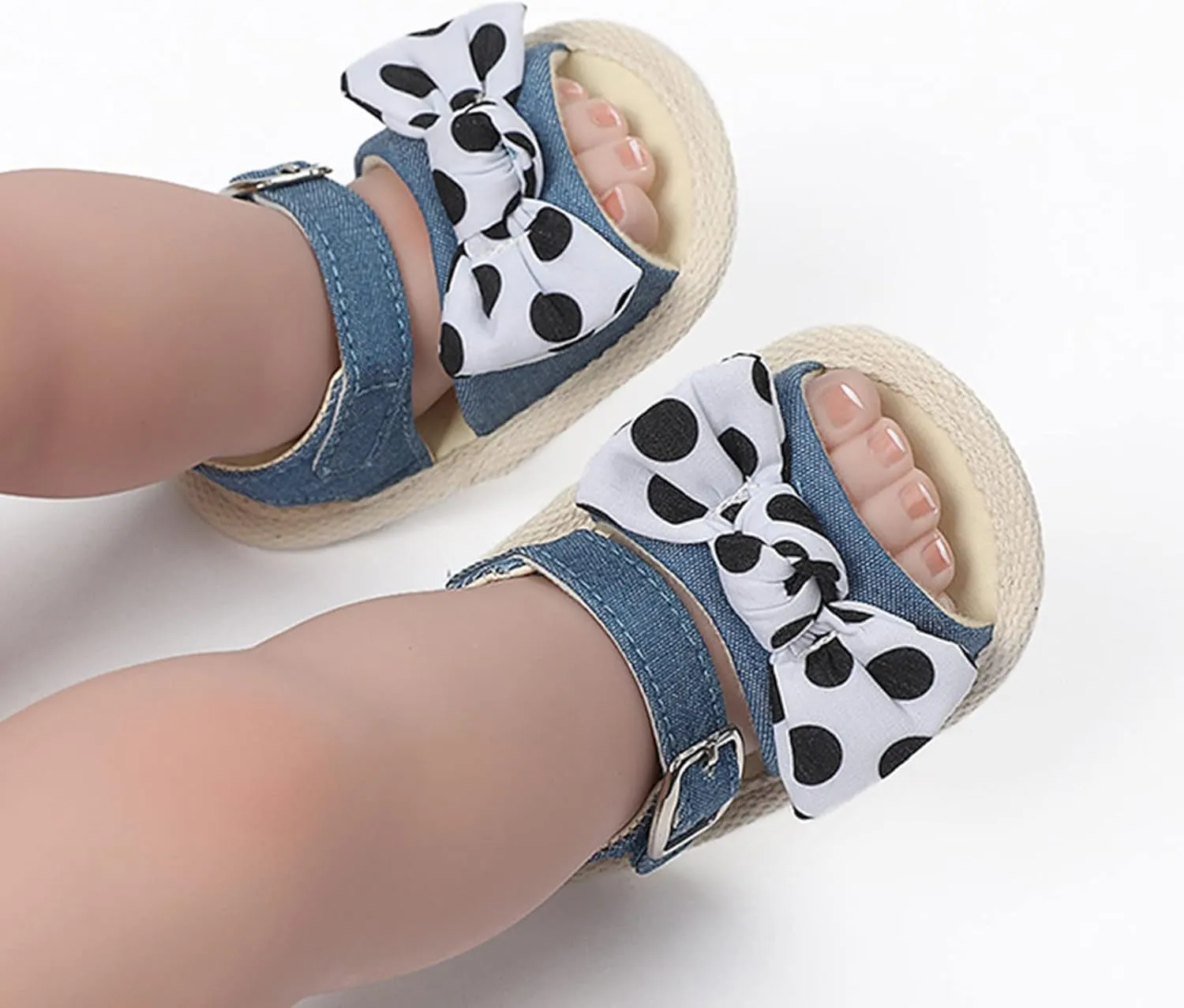 Baby Sandals Infant Open Toe Bowknot First Walkers Rubber Sole Ankle Strap Flats Baby Girl Softy Dress Shoes