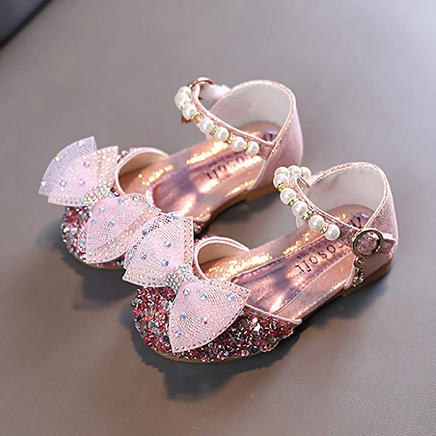 Beach Shoes Toddler Fashion Spring And Summer Girls' Sandals Dress Performance Dance Shoes Mesh Rhinestone Warm Beach