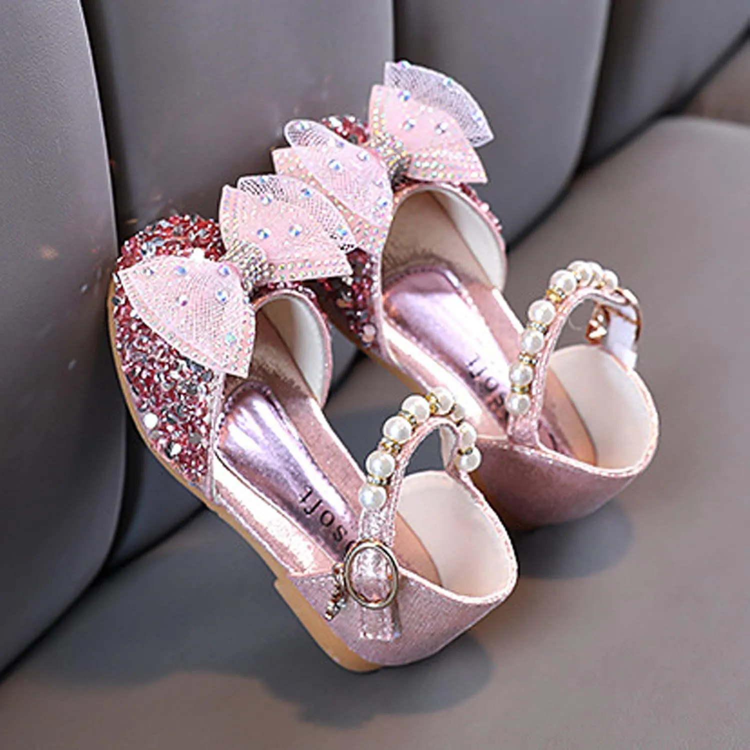 Beach Shoes Toddler Fashion Spring And Summer Girls' Sandals Dress Performance Dance Shoes Mesh Rhinestone Warm Beach