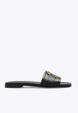 Bell Smooth Leather Flat Sandals