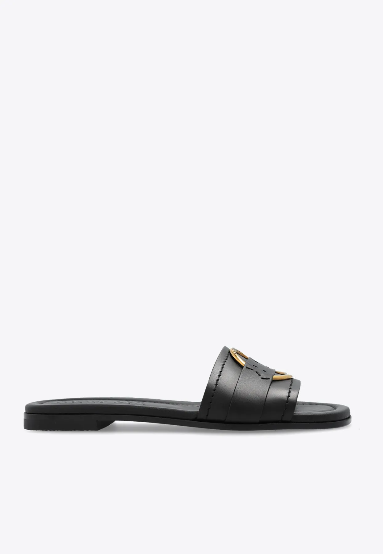 Bell Smooth Leather Flat Sandals