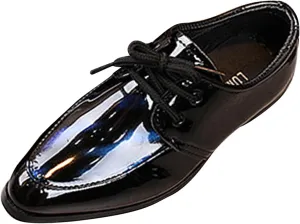 Boys Girls Paten Leather Low Heels Vintage xfords Lace Up Pointed Toe Flat Retro Dress Shoes Baby Sandals Girl