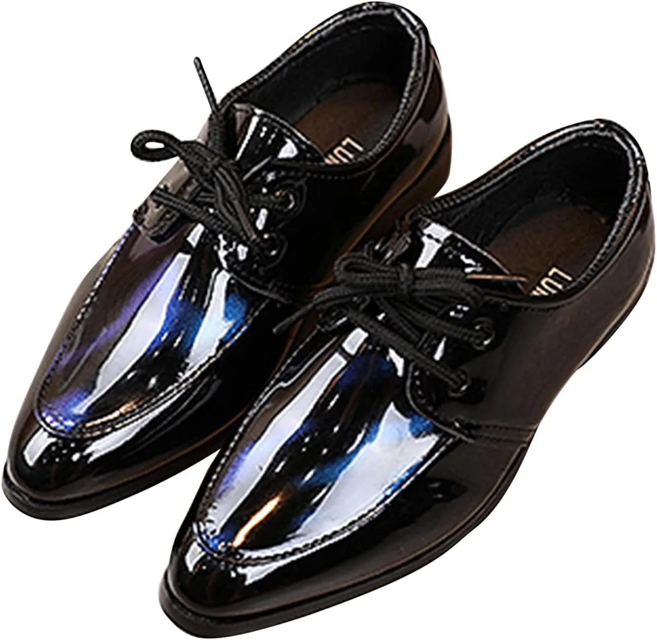 Boys Girls Paten Leather Low Heels Vintage xfords Lace Up Pointed Toe Flat Retro Dress Shoes Baby Sandals Girl