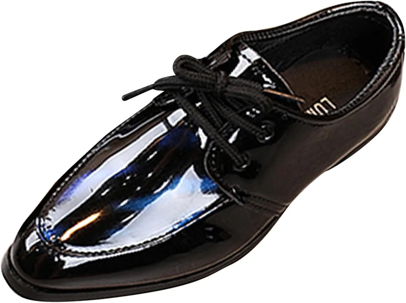 Boys Girls Paten Leather Low Heels Vintage xfords Lace Up Pointed Toe Flat Retro Dress Shoes Baby Sandals Girl
