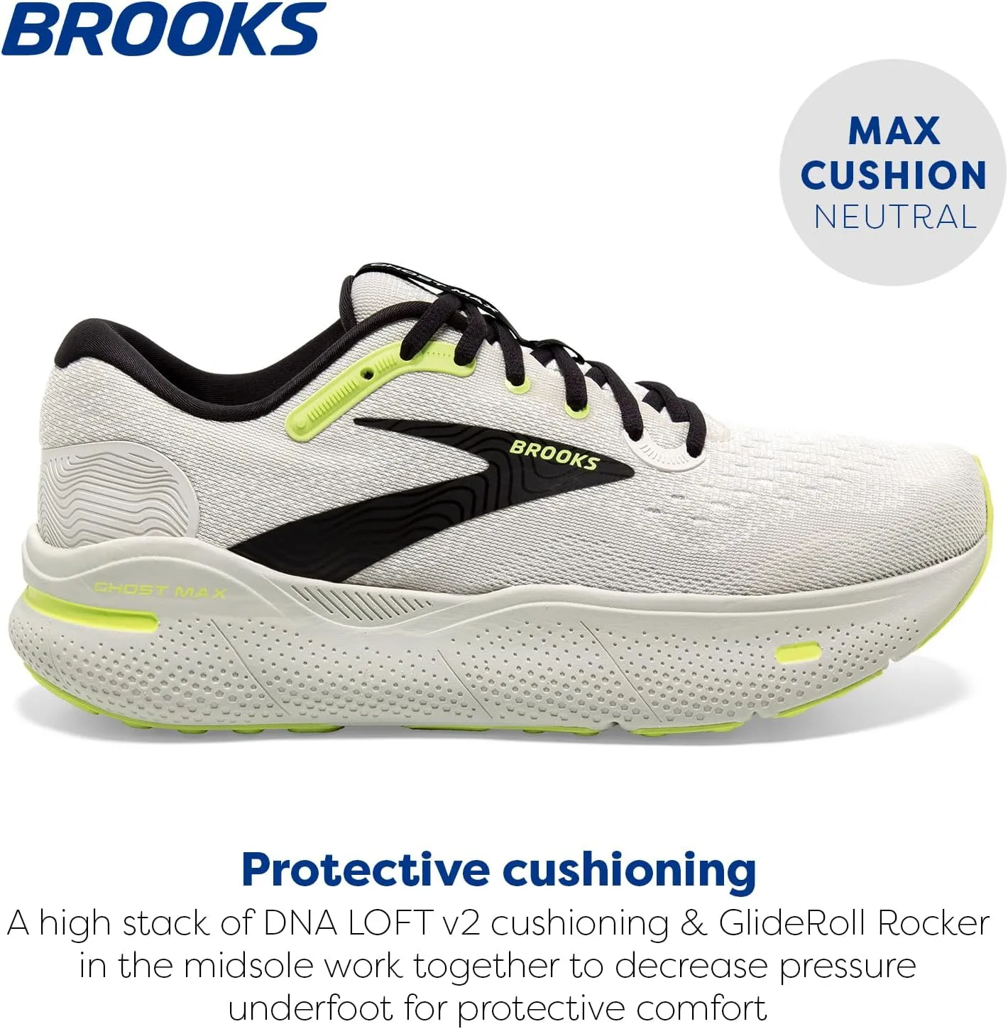 Brooks Mens Ghost Max Cushion Neutral Running & Walking Shoe
