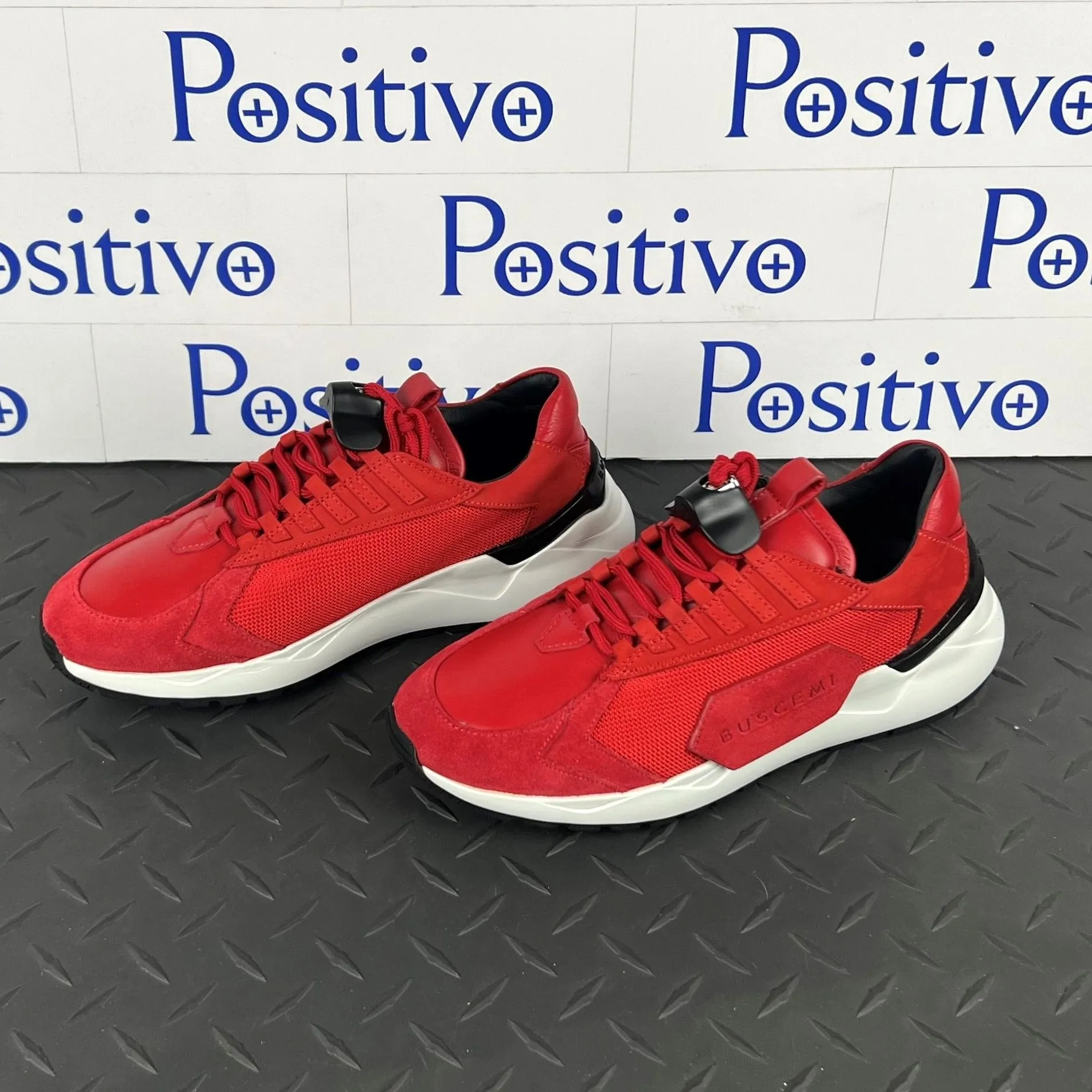 Buscemi Women's Run 2 Red Suede Sneakers SAMPLE