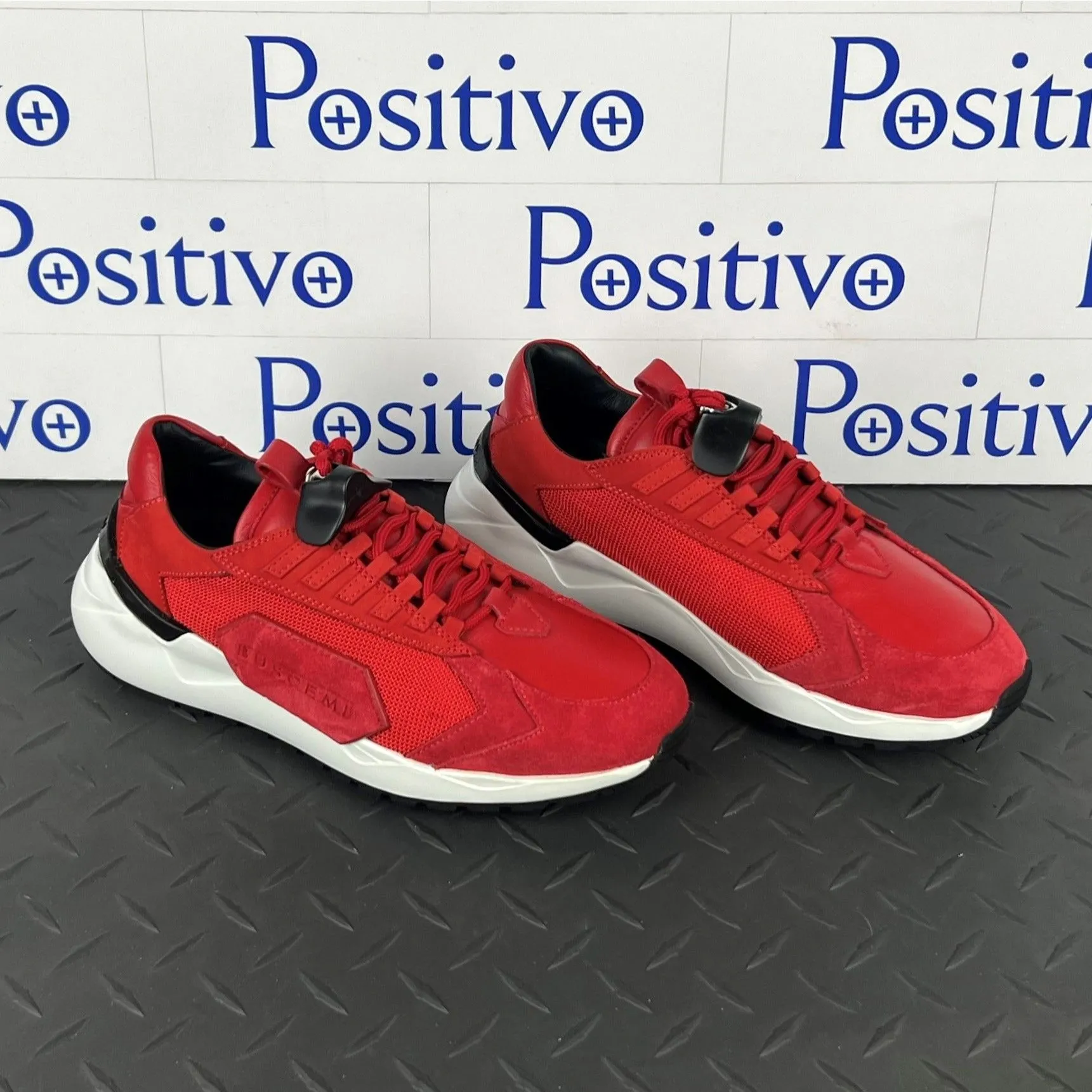 Buscemi Women's Run 2 Red Suede Sneakers SAMPLE