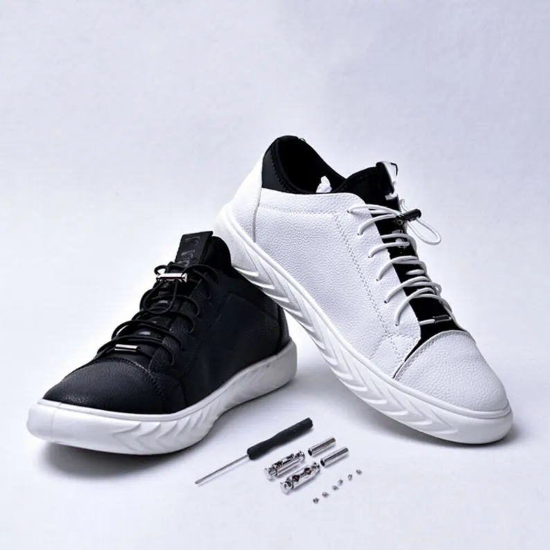 Canvas Sport Quick Shoelace No Tie Quick Easy Sneaker Lazy Shoelaces Elasticity Black Color