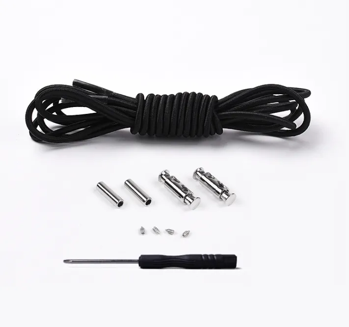 Canvas Sport Quick Shoelace No Tie Quick Easy Sneaker Lazy Shoelaces Elasticity Black Color
