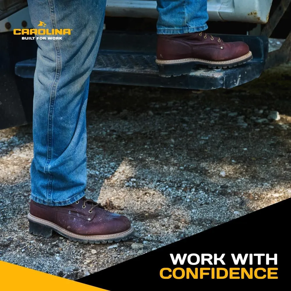 Carolina Elm 8 Unlined Logger Boots for Men - Unlined Leather Upper, Pillow Cushion Footbed, and Welted Oil- and Slip-Resistant Outsole, EH Rated
