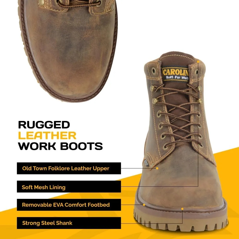 Carolina Marlboro Lo 6 Waterproof Steel Toe Boots for Men - Leather with Breathable Lining, EVA Footbed, Oil & Slip-Resistant Lug Outsole, EH Rated