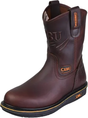 CEBU Men's Comfort Soft Toe Work Boots - Brown 9.5 US