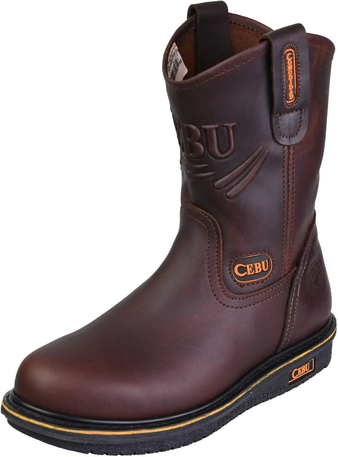 CEBU Men's Comfort Soft Toe Work Boots - Brown 9.5 US