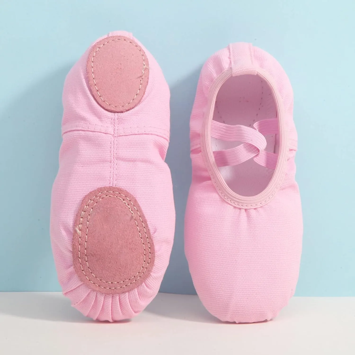 Child Ballet Shoes Toddler Dance Shoes Girls Ballet Slippers Upper Full Suede Pre-Sewn Elastic Ballet Shoes for Girls