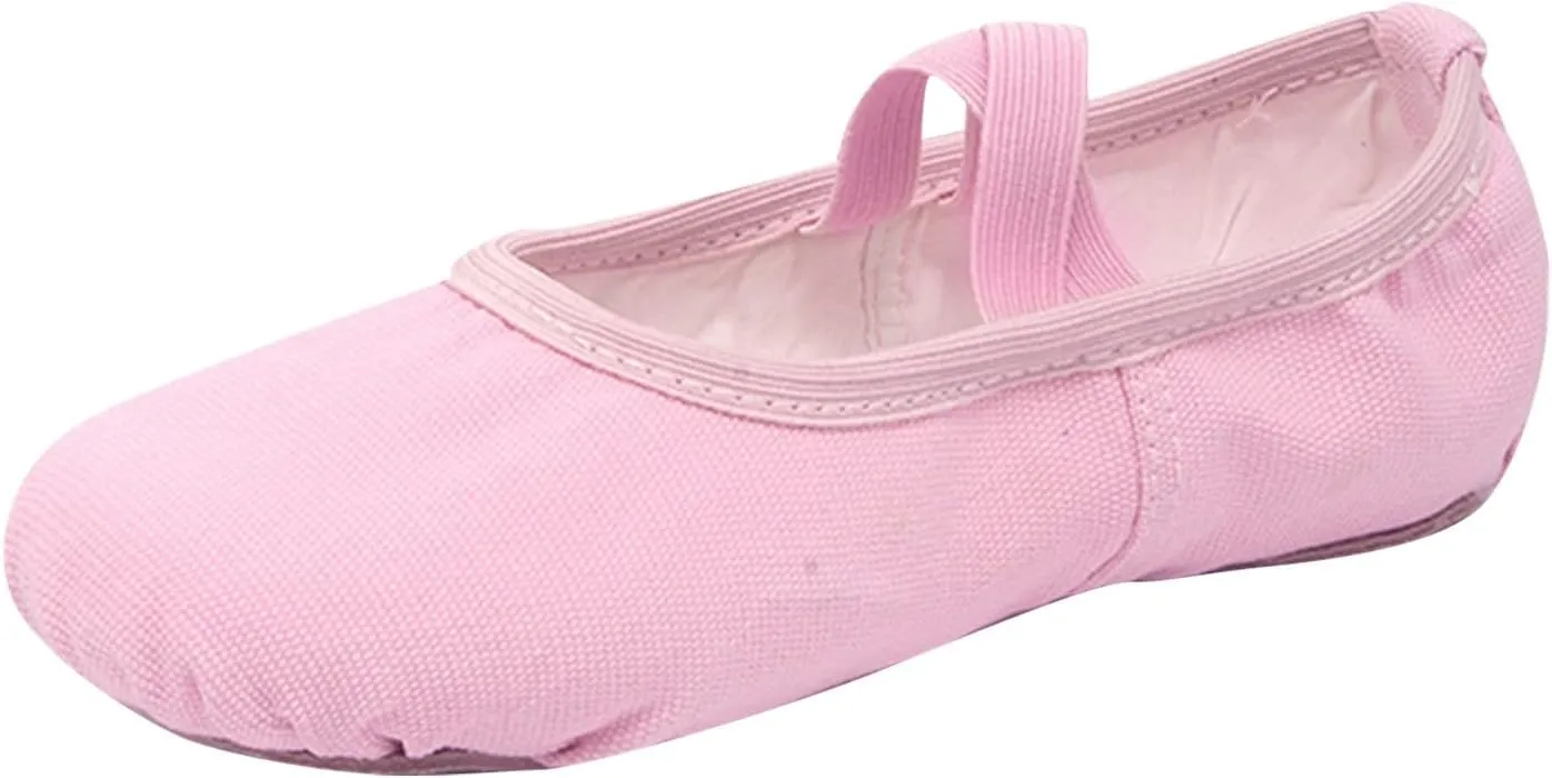 Child Ballet Shoes Toddler Dance Shoes Girls Ballet Slippers Upper Full Suede Pre-Sewn Elastic Ballet Shoes for Girls