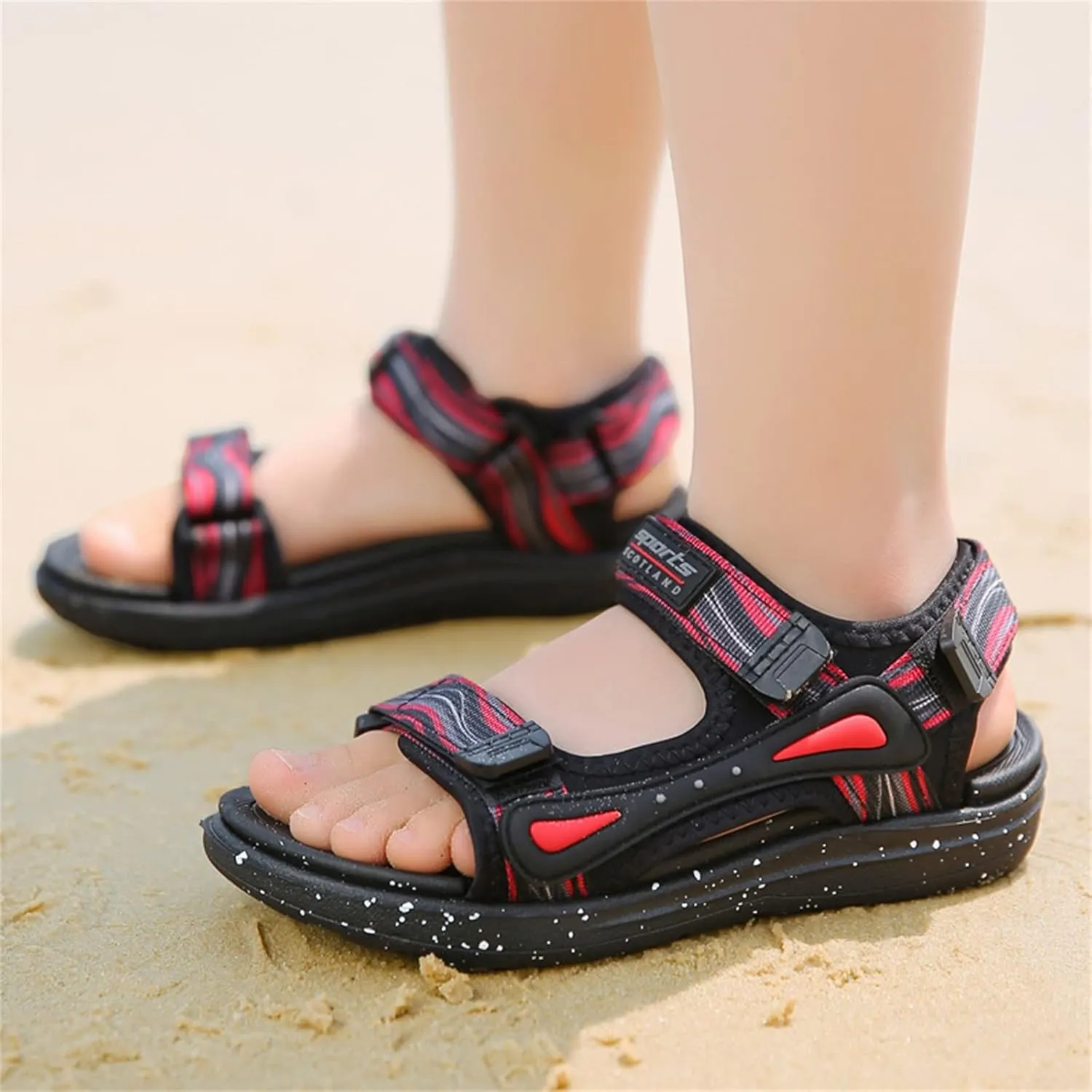 Childrens Wide Sandals Open Toe Flat Non Slip Shoes Baby Boys Kids Summer Casual Rubber Fashion Beach Pool Sandals