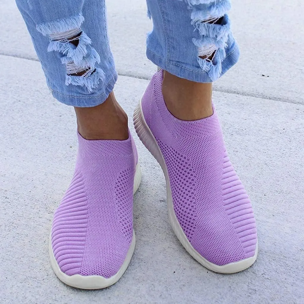 DESESE Womens Walking Shoes Slip On Casual Mesh Breathable Running Sneakers Lightweight Tennis Yoga Shoes Comfort Elastic Sock Loafers Non-Slip Fall Shoes