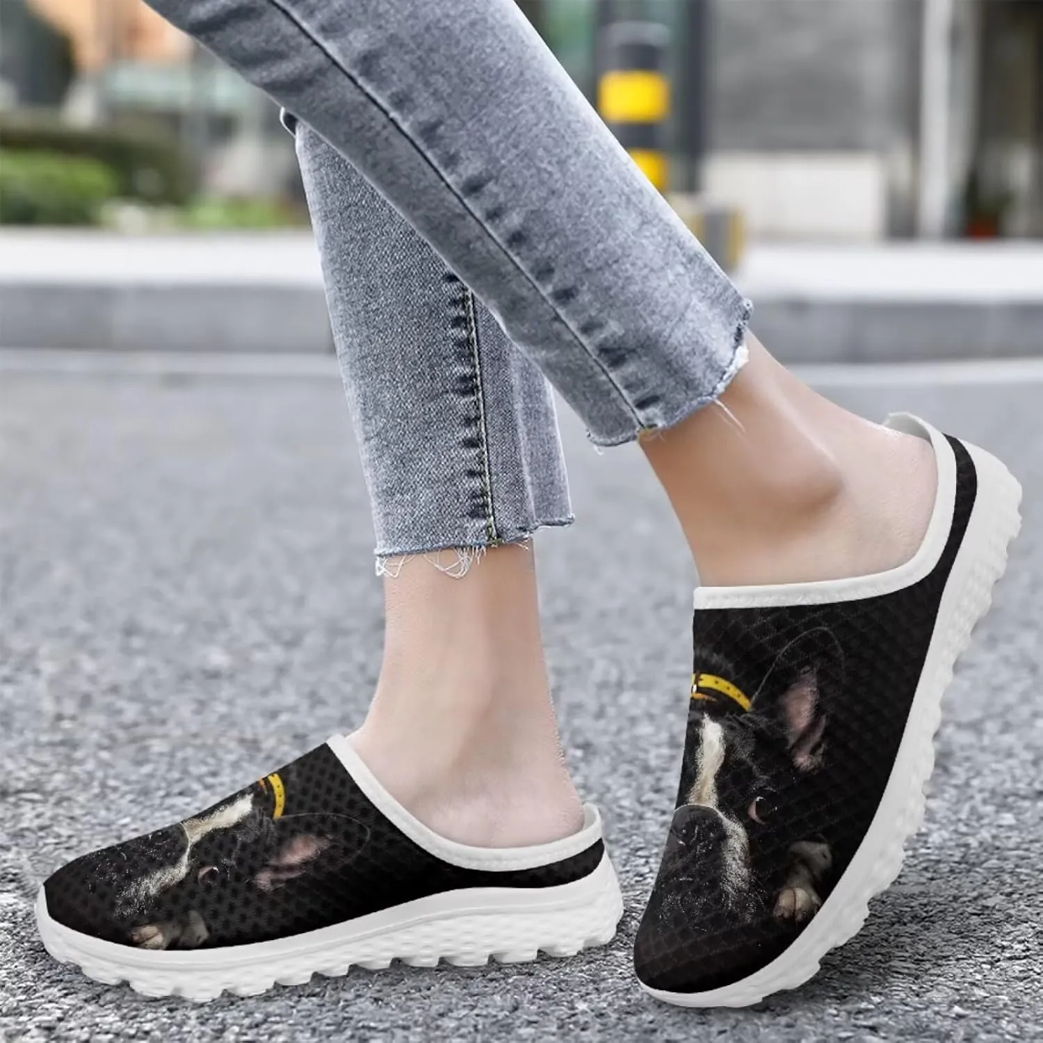 Dog Cat Print Mule Slippers for Women Memory Foam Clipper Fashion Sneakers Comfortable Slip-On Loafers Shoe