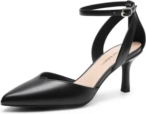 DREAM PAIRS Pointed Closed Toe Kitten Heels Stiletto Ankle Strap Women's Pumps Shoes for Women Wedding Party Dress Sandals