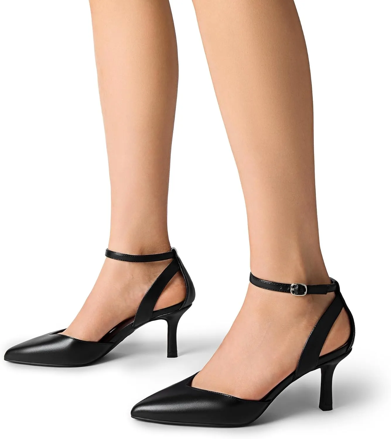 DREAM PAIRS Pointed Closed Toe Kitten Heels Stiletto Ankle Strap Women's Pumps Shoes for Women Wedding Party Dress Sandals