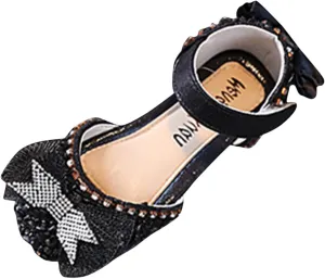 Fashion Spring and Summer Girls Sandals Dress Dance Performance Princess Shoes Light Sequin Toddler Sandals Size 6 Girls (Black, 3-3.5 Years Toddler)