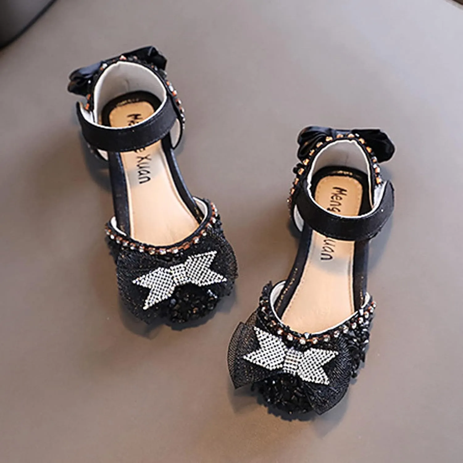 Fashion Spring and Summer Girls Sandals Dress Dance Performance Princess Shoes Light Sequin Toddler Sandals Size 6 Girls (Black, 3-3.5 Years Toddler)