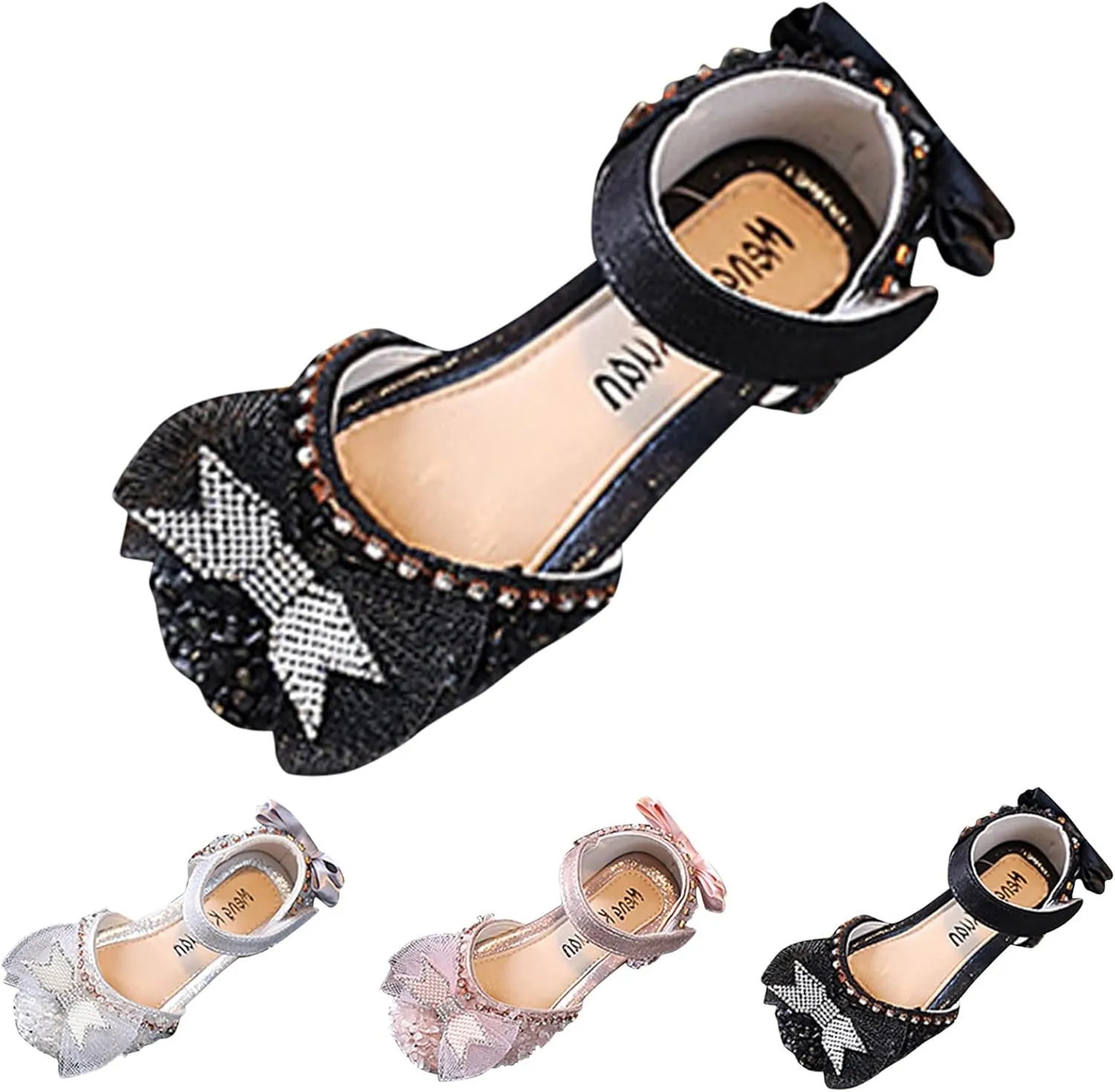 Fashion Spring and Summer Girls Sandals Dress Dance Performance Princess Shoes Light Sequin Toddler Sandals Size 6 Girls (Black, 3-3.5 Years Toddler)