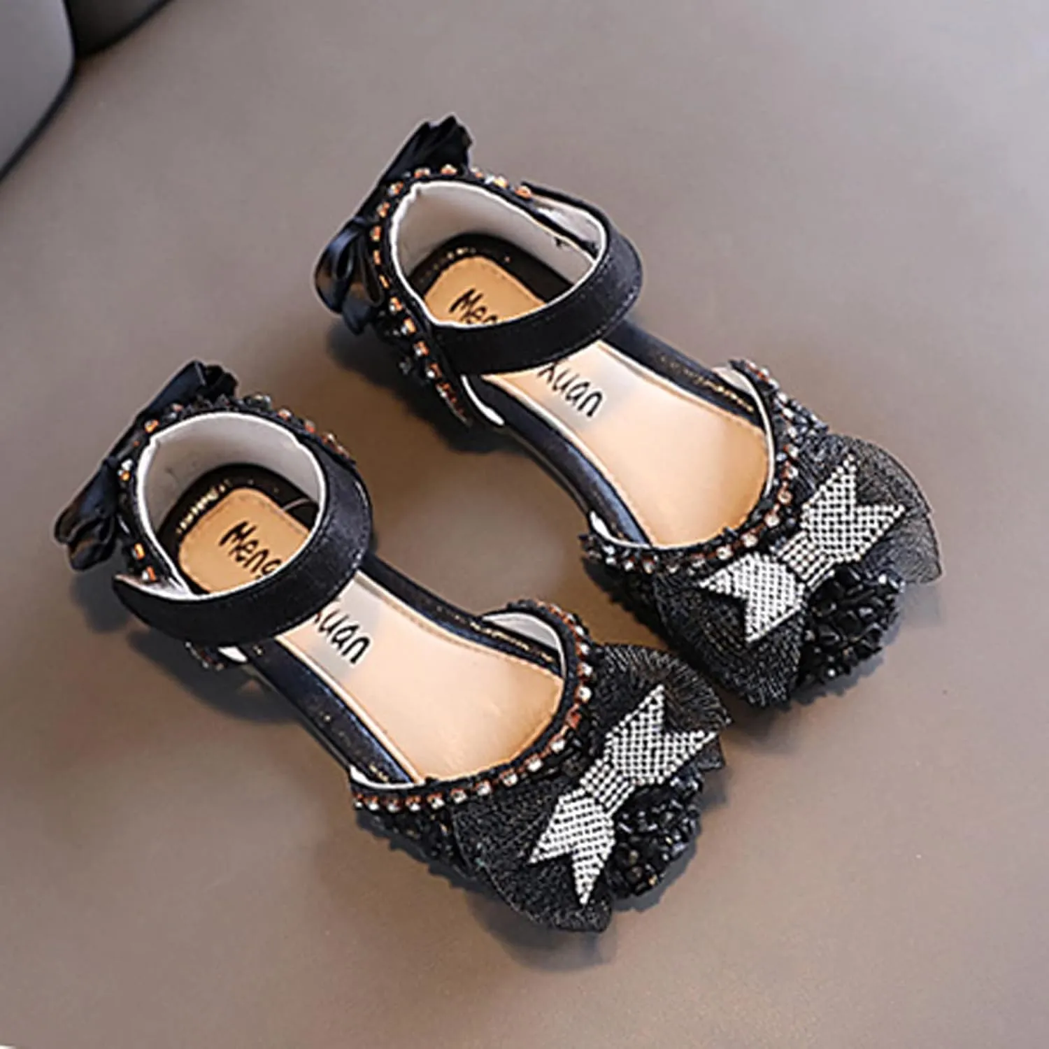 Fashion Spring and Summer Girls Sandals Dress Dance Performance Princess Shoes Light Sequin Toddler Sandals Size 6 Girls (Black, 3-3.5 Years Toddler)
