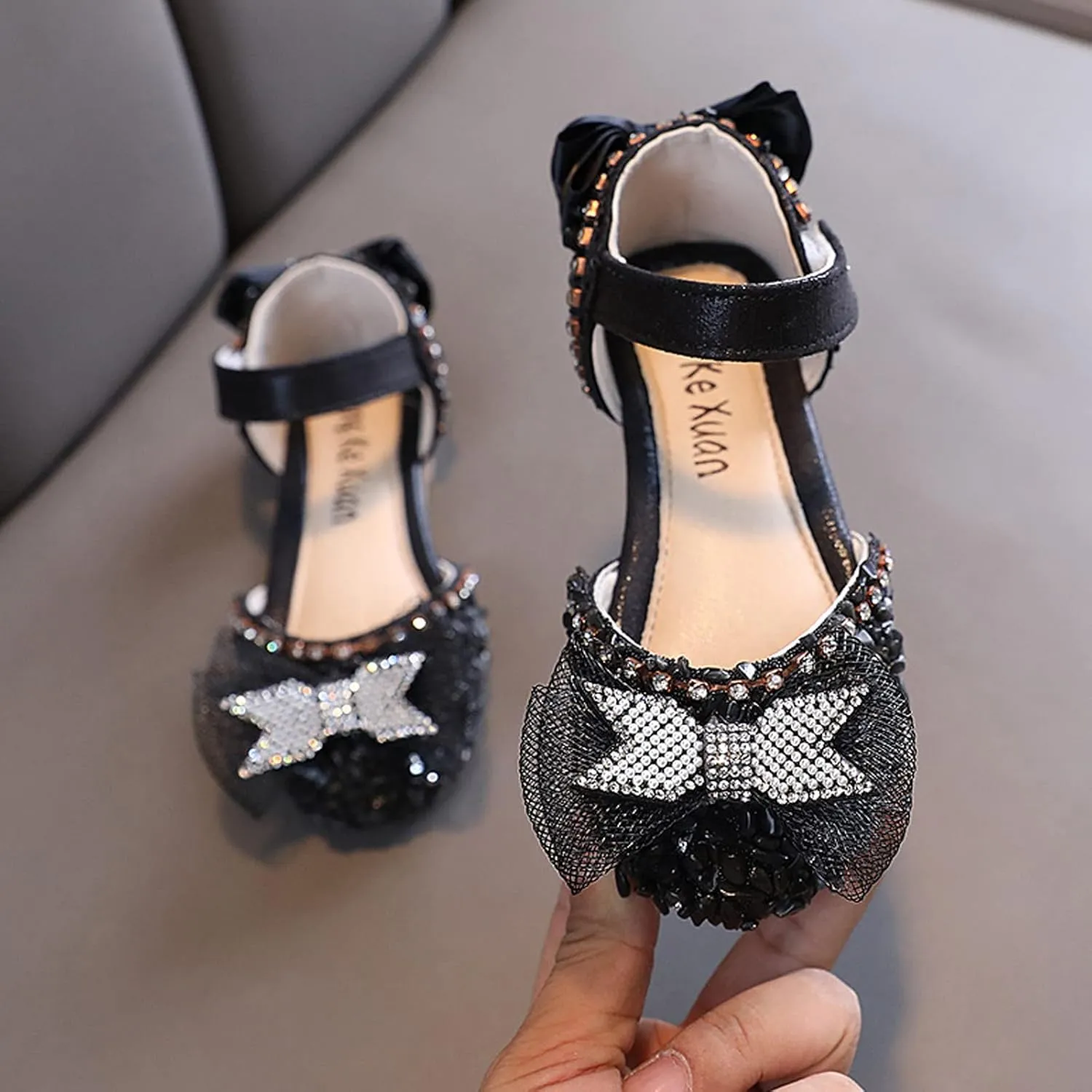 Fashion Spring and Summer Girls Sandals Dress Dance Performance Princess Shoes Light Sequin Toddler Sandals Size 6 Girls (Black, 3-3.5 Years Toddler)