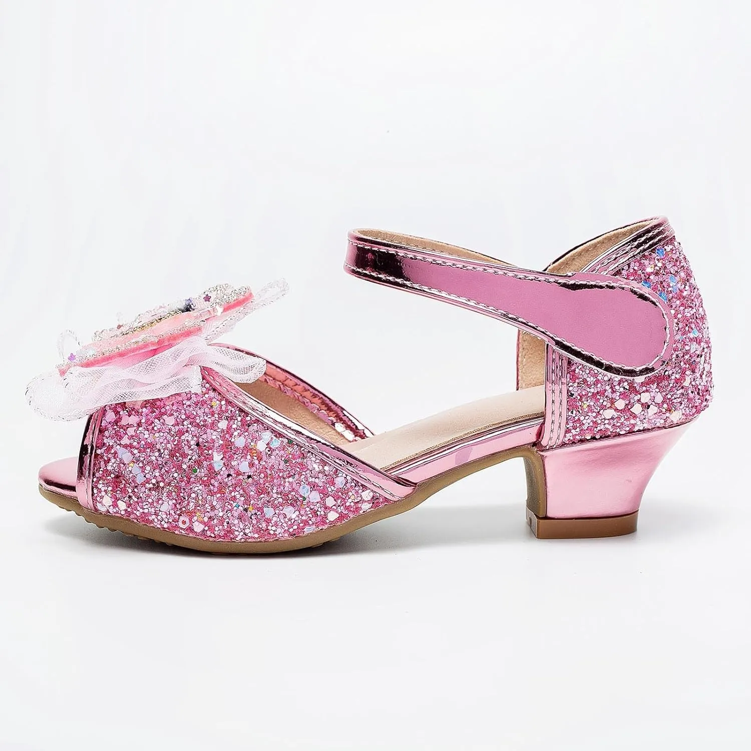 Flat Sandals Summer Shoes for Kids Big Kids Bowknot Princess Shoes For Little Girls Performance Sequined Dress High Heels Children's Fish Mouth Hollow Sandals