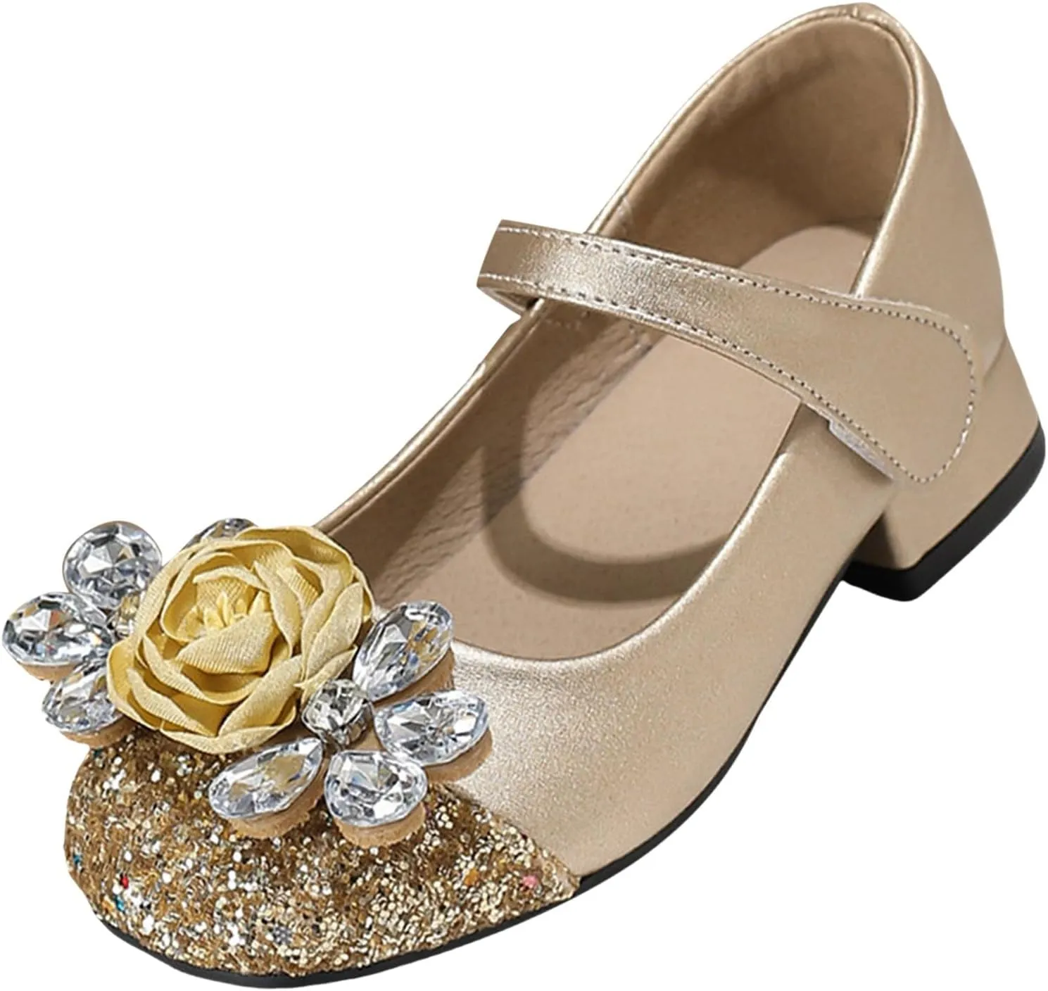 Flat Sandals Summer Shoes for Kids Big Kids Girls High Heel Princess Shoes Children's Thick Heel Student Leather Flower Dress Dance Mary Jane Baby Single