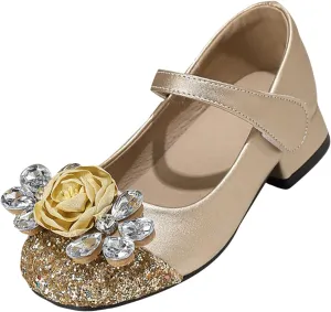 Flat Sandals Summer Shoes for Kids Big Kids Girls High Heel Princess Shoes Children's Thick Heel Student Leather Flower Dress Dance Mary Jane Baby Single