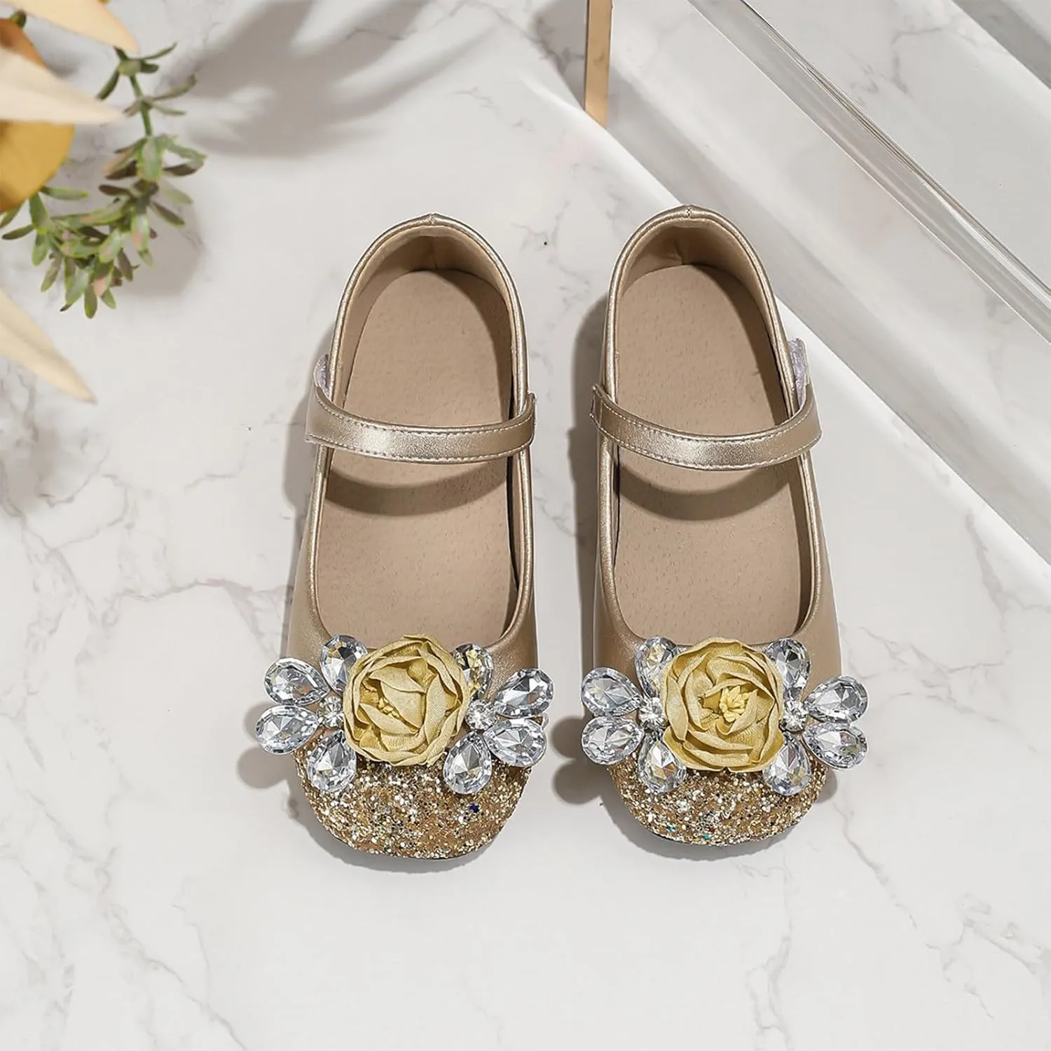 Flat Sandals Summer Shoes for Kids Big Kids Girls High Heel Princess Shoes Children's Thick Heel Student Leather Flower Dress Dance Mary Jane Baby Single