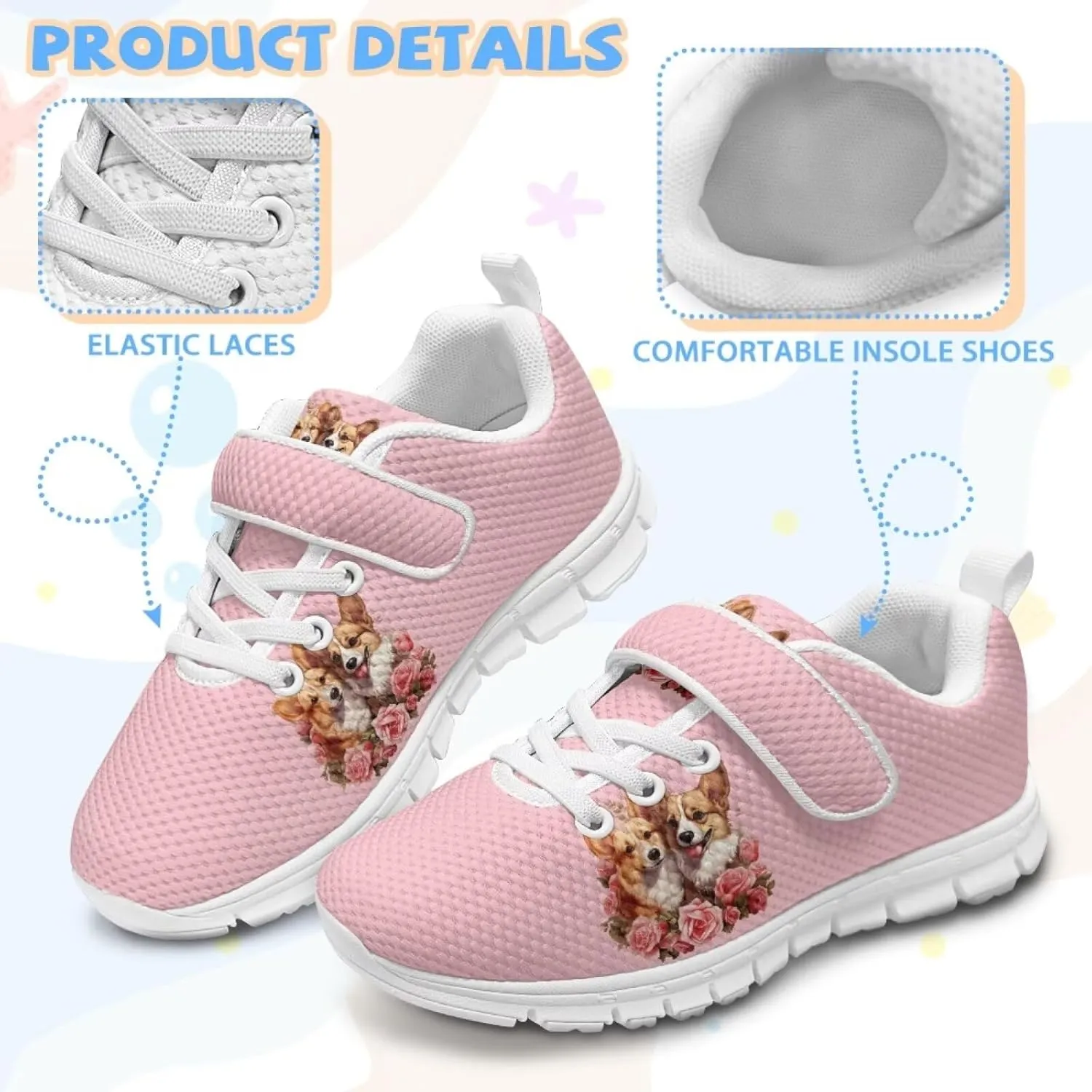 Forchrinse Blue Sea Turtle Print Little Kids Sneakers for Boys Girls Lightweight Sport Athletic Running Shoes Non Slip Causal Strap Sneakers Size 11-2