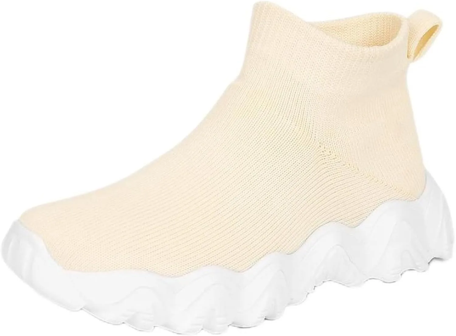 FUNCOS Slip On High Top Sneakers for Boys & Girls - Breathable Knit Walking Shoes, Lightweight Unisex Sports Sneakers with Arch Support