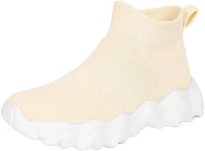 FUNCOS Slip On High Top Sneakers for Boys & Girls - Breathable Knit Walking Shoes, Lightweight Unisex Sports Sneakers with Arch Support